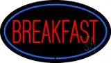 Oval Breakfast with Blue Border LED Neon Sign
