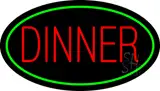 Red Dinner Oval Green LED Neon Sign