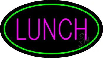 Pink Lunch Oval Green LED Neon Sign