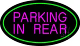Parking In Rear Green Oval LED Neon Sign