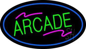 Arcade Oval Blue LED Neon Sign