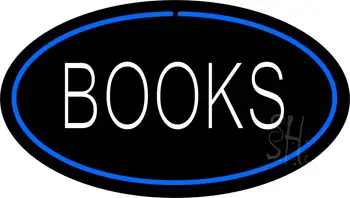 Books Oval Blue LED Neon Sign