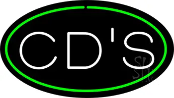 CDs Oval Green LED Neon Sign