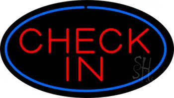 Check In Oval Blue LED Neon Sign