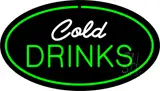 Cold Drinks Oval Green LED Neon Sign