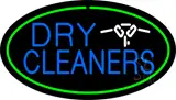 Blue Dry Cleaners Logo Oval Green LED Neon Sign