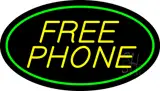 Yellow Free Phone Oval Green LED Neon Sign