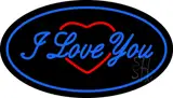 I Love You Logo Oval Blue LED Neon Sign