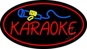 Karaoke Logo Oval Red LED Neon Sign