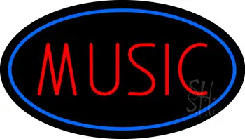 Red Music Blue Oval LED Neon Sign