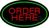 Order Here Oval Green LED Neon Sign