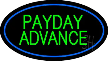 Green Payday Advance Oval Blue Border LED Neon Sign