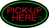 Pick-Up Here Oval Green LED Neon Sign
