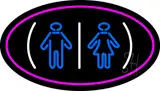 Restrooms Logo Oval Pink LED Neon Sign