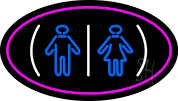 Restrooms Logo Oval Pink LED Neon Sign