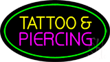Oval Tattoo and Piercing Green Border Animated LED Neon Sign
