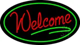 Welcome Oval Green LED Neon Sign