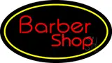Red Barber Shop Oval Yellow Border LED Neon Sign