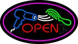 Oval Open Dryer And Comb Logo Hair LED Neon Sign