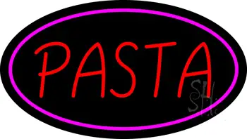 Red Pasta Oval Pink Border LED Neon Sign