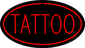 Oval Red Tattoo Red Border Animated LED Neon Sign