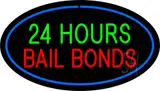 24 Hours Bail Bonds Oval Blue LED Neon Sign