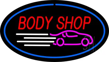 Body Shop Blue Oval LED Neon Sign