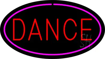 Red Dance Oval Pink Border LED Neon Sign