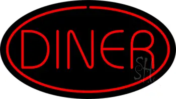 Diner Oval Red LED Neon Sign