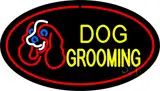 Dog Grooming Red Oval LED Neon Sign