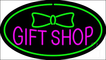 Gift Shop Oval Green LED Neon Sign