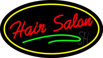 Hair Salon Oval Red LED Neon Sign