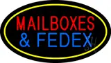 Mail Boxes and FedEx Oval Yellow LED Neon Sign