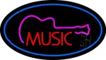 Music Oval Blue LED Neon Sign