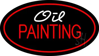 Oil Painting Red Oval LED Neon Sign
