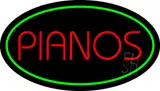 Pianos Oval Green LED Neon Sign