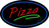 Pizza Oval Blue Border LED Neon Sign