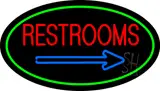 Restrooms Oval Green Border  LED Neon Sign