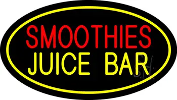 Smoothies Juice Bar Oval Yellow LED Neon Sign