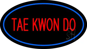 Tae Kwon Do Oval Blue LED Neon Sign