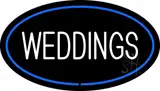 Weddings White Oval Blue LED Neon Sign