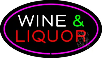 Wine and Liquor Oval Purple LED Neon Sign