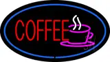 Oval Red Coffee Blue Border LED Neon Sign