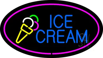 Oval Ice Cream Pink Border LED Neon Sign
