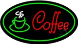 Red Coffee Logo with Green Border LED Neon Sign