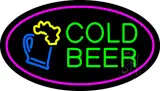 Pink Oval Cold Beer LED Neon Sign