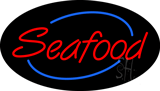 Red Seafood with Blue Ring Animated Neon Sign