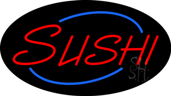 Red Sushi Oval Animated Neon Sign