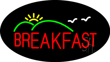 Oval Breakfast Animated Neon Sign
