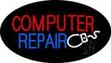 Oval Computer Repair Animated Neon Sign